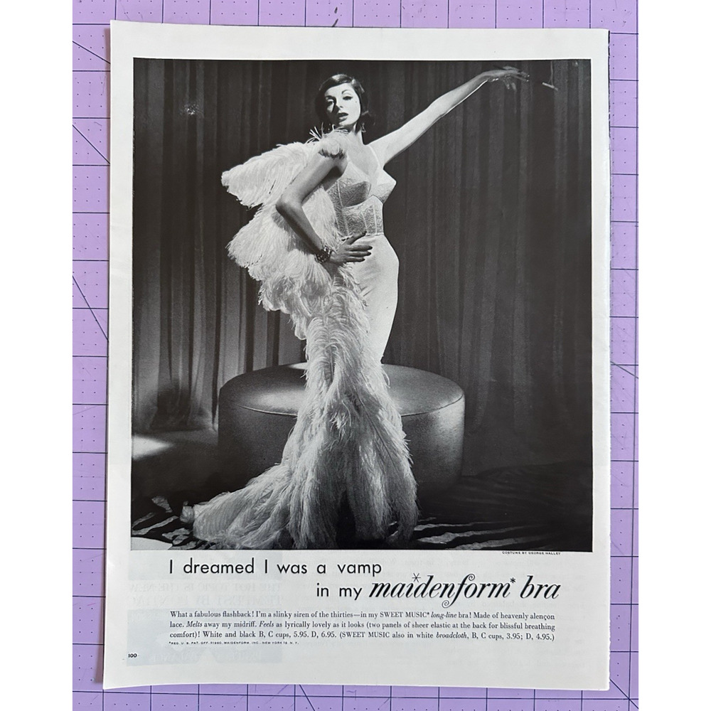 1960 Maidenform Bra I Dreamed I Was A Vamp In My SWEET MUSIC Bra Print Ad